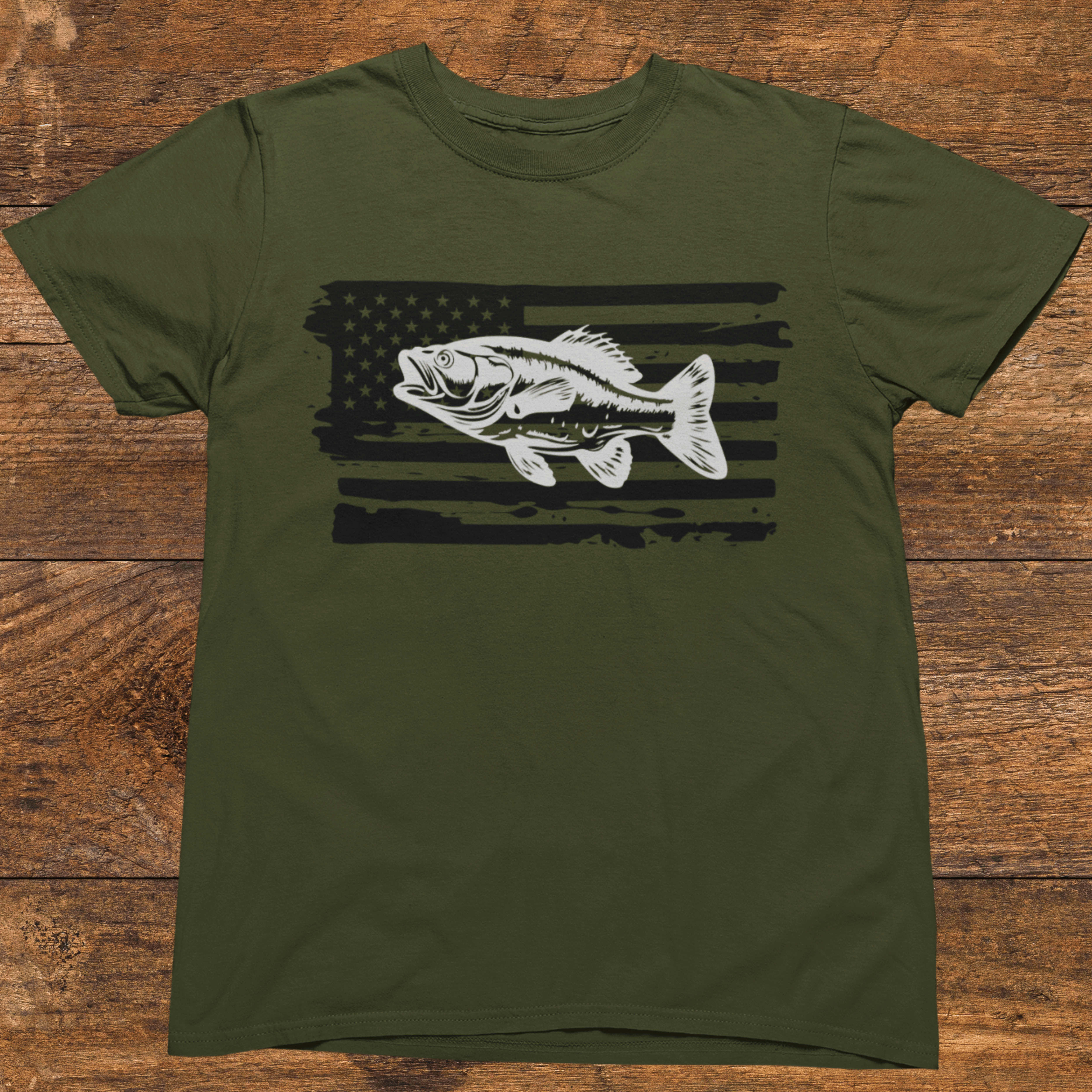 American Flag Bass Fishing T-Shirt